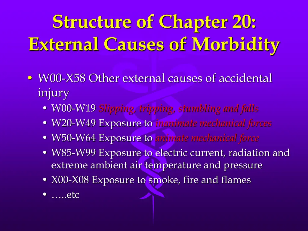 structure of chapter 20 external causes