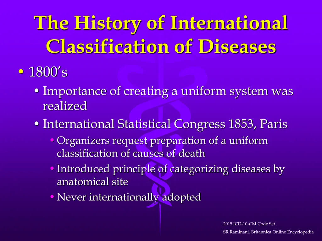 the history of international classification 1