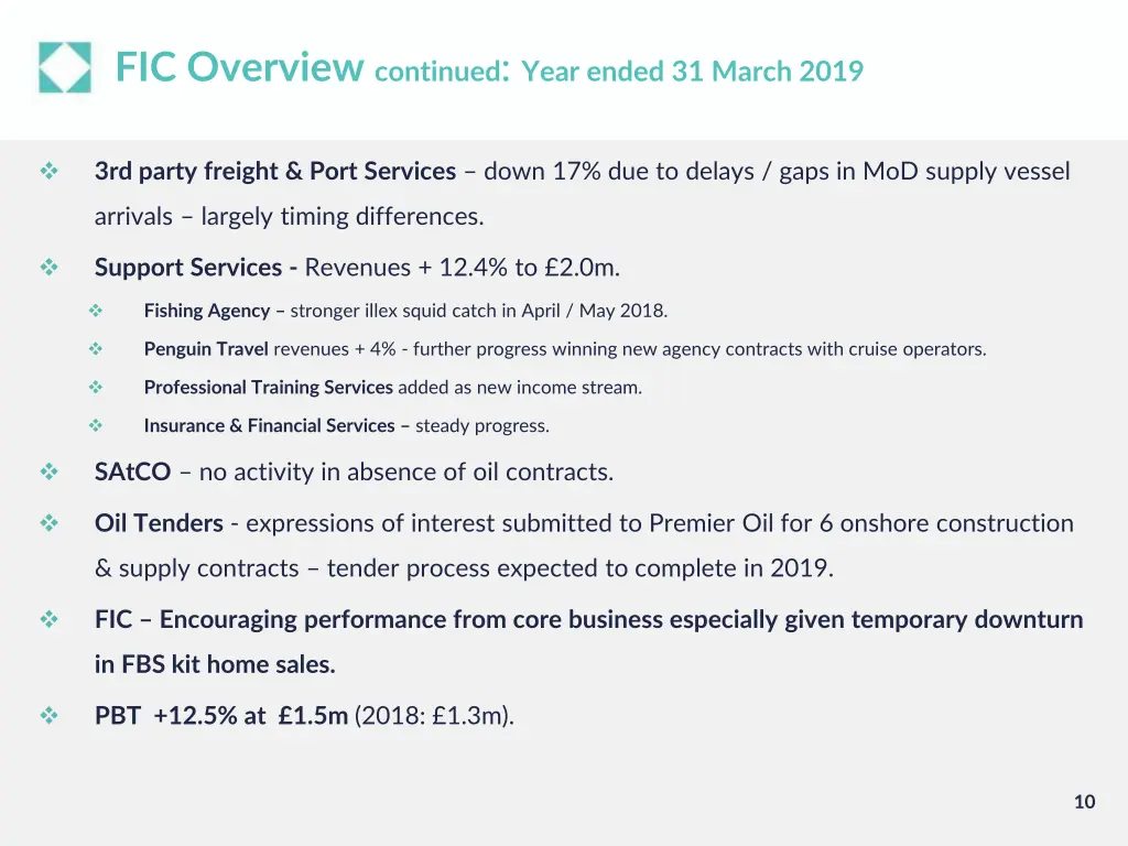 fic overview continued year ended 31 march 2019