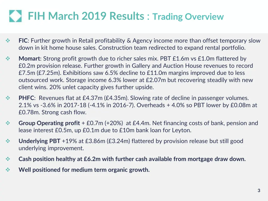 fih march 2019 results trading overview