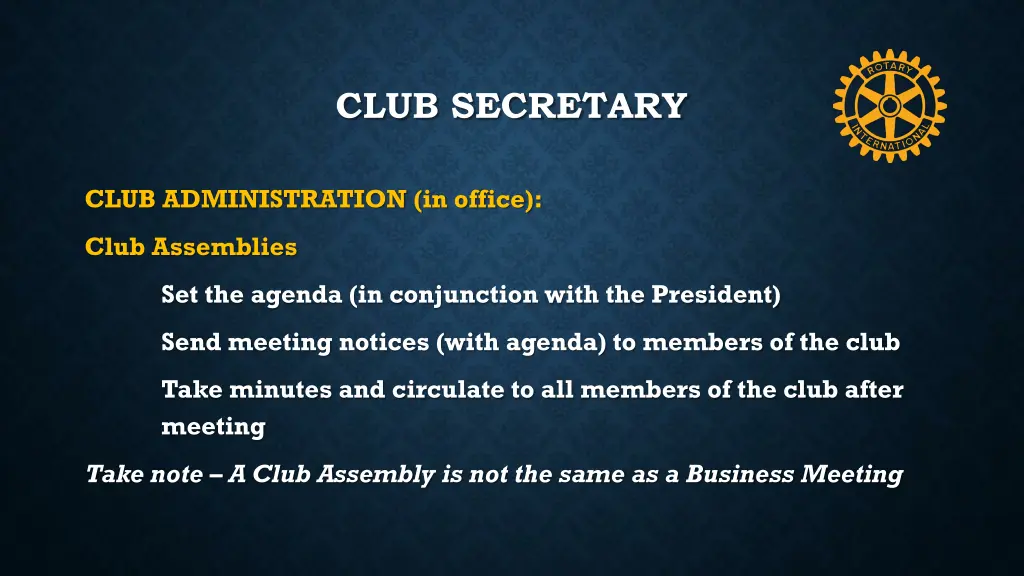 club secretary 11