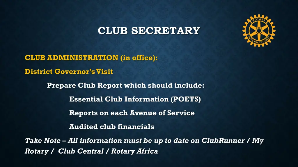club secretary 12