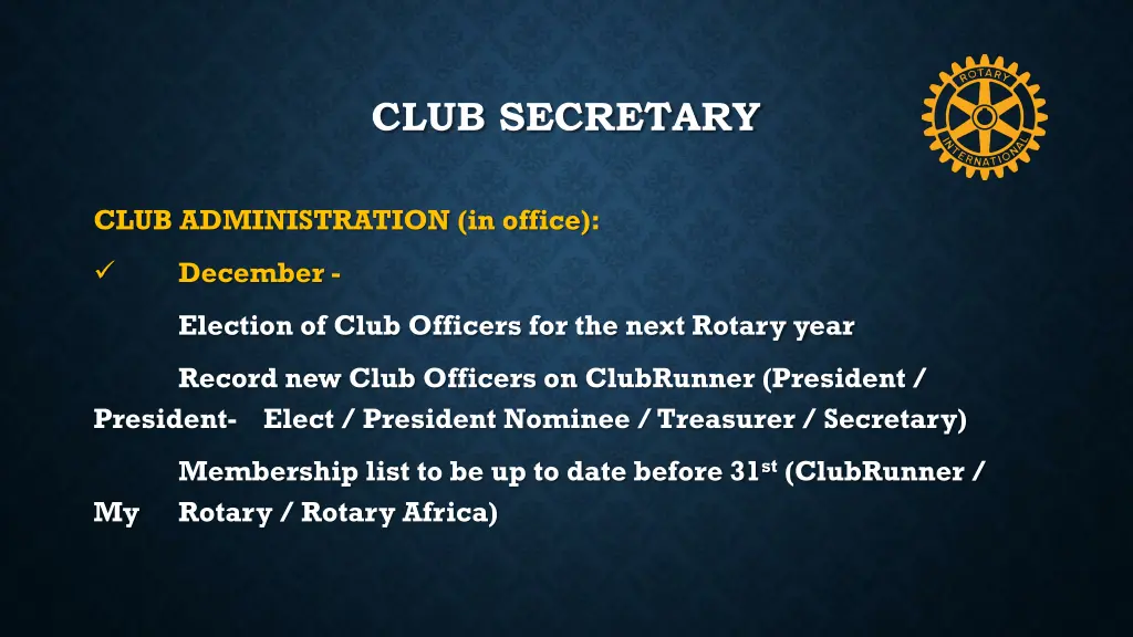 club secretary 7