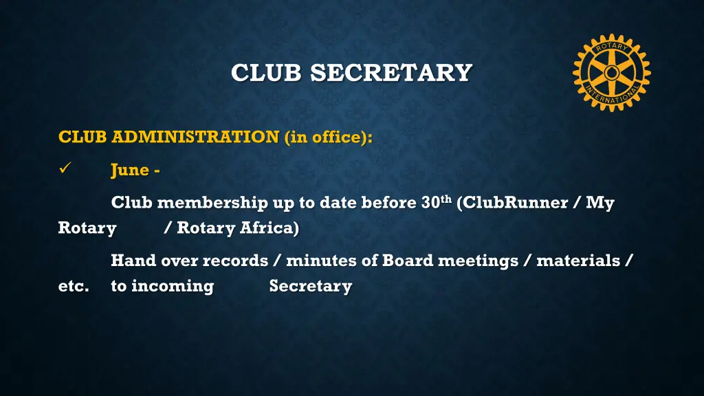 club secretary 9