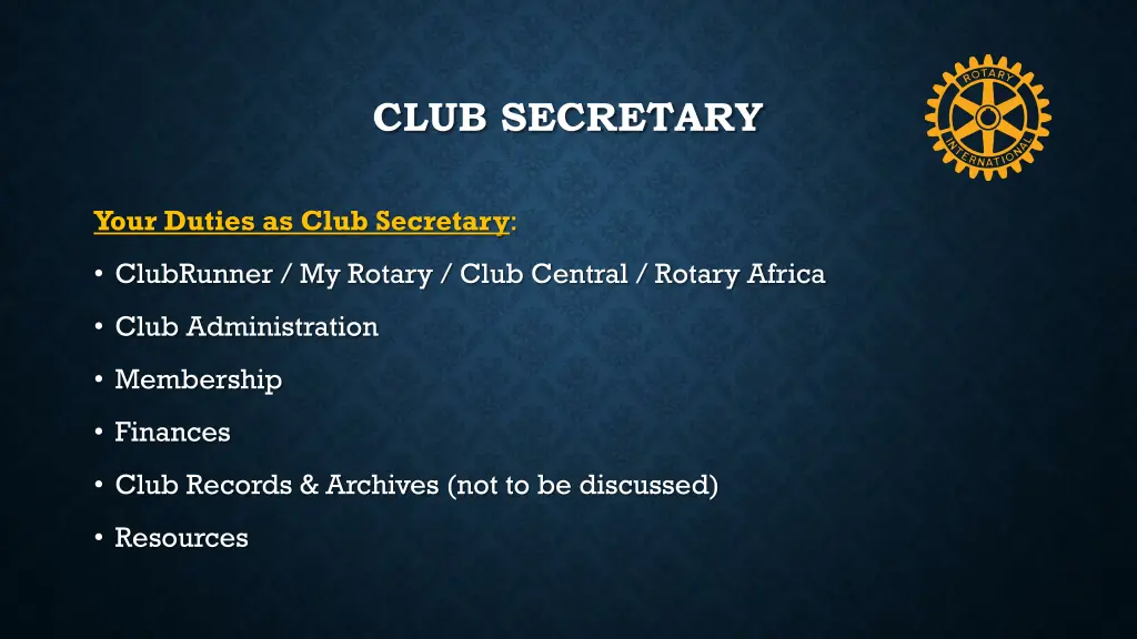 club secretary