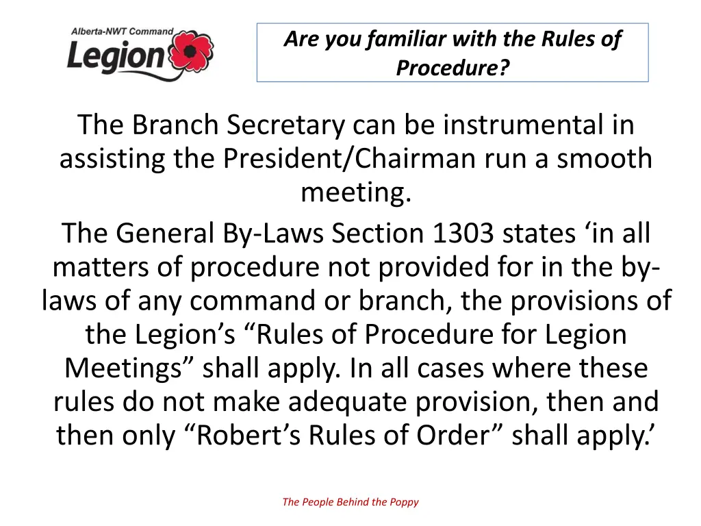 are you familiar with the rules of procedure