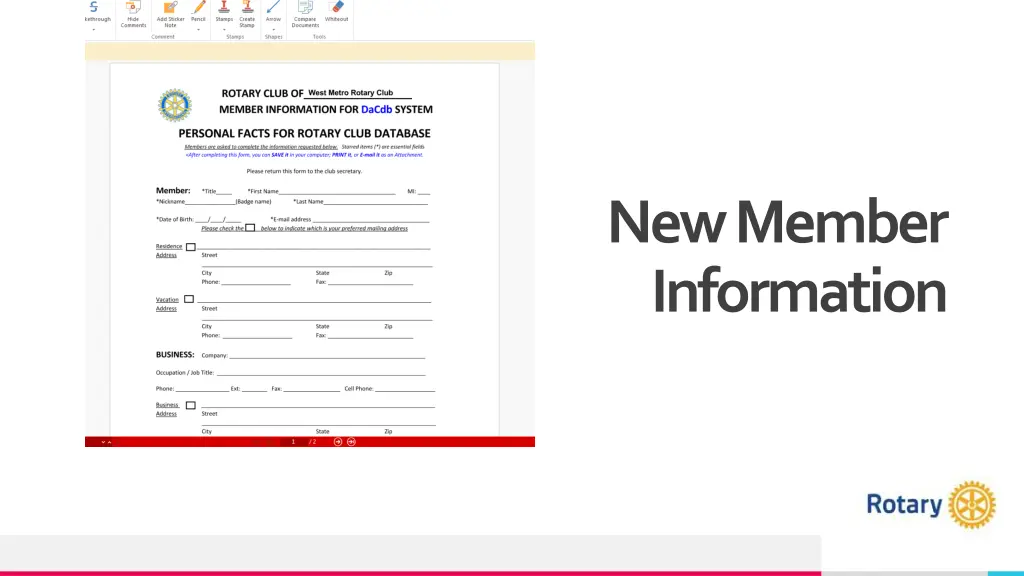 new member information