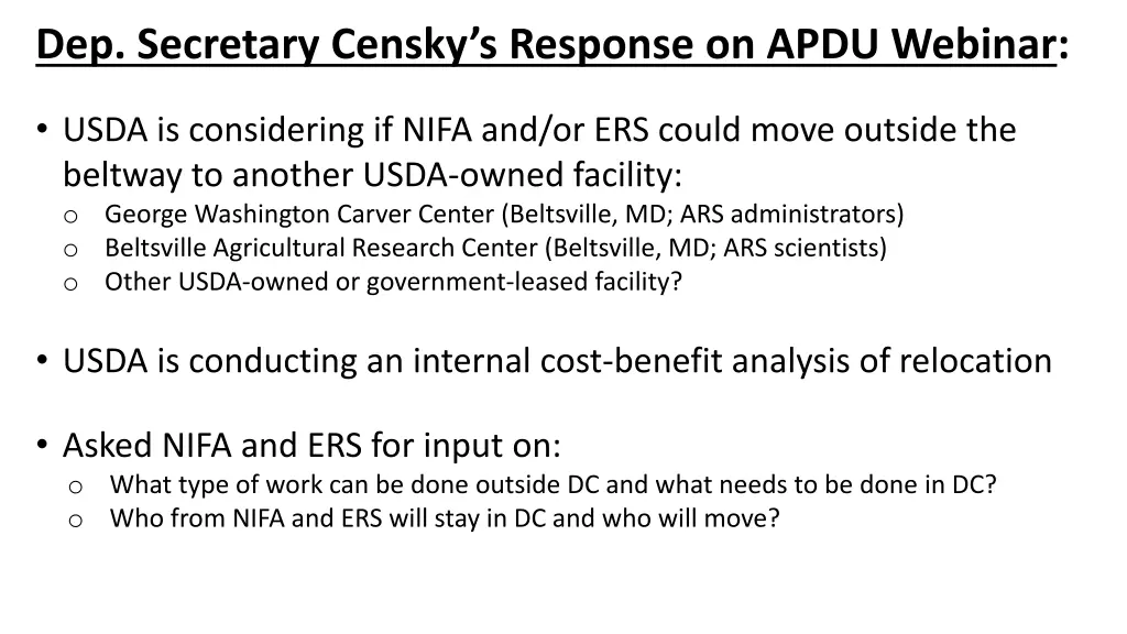 dep secretary censky s response on apdu webinar