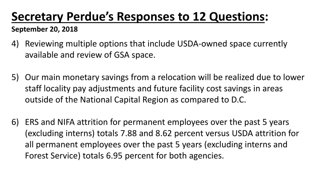 secretary perdue s responses to 12 questions 1
