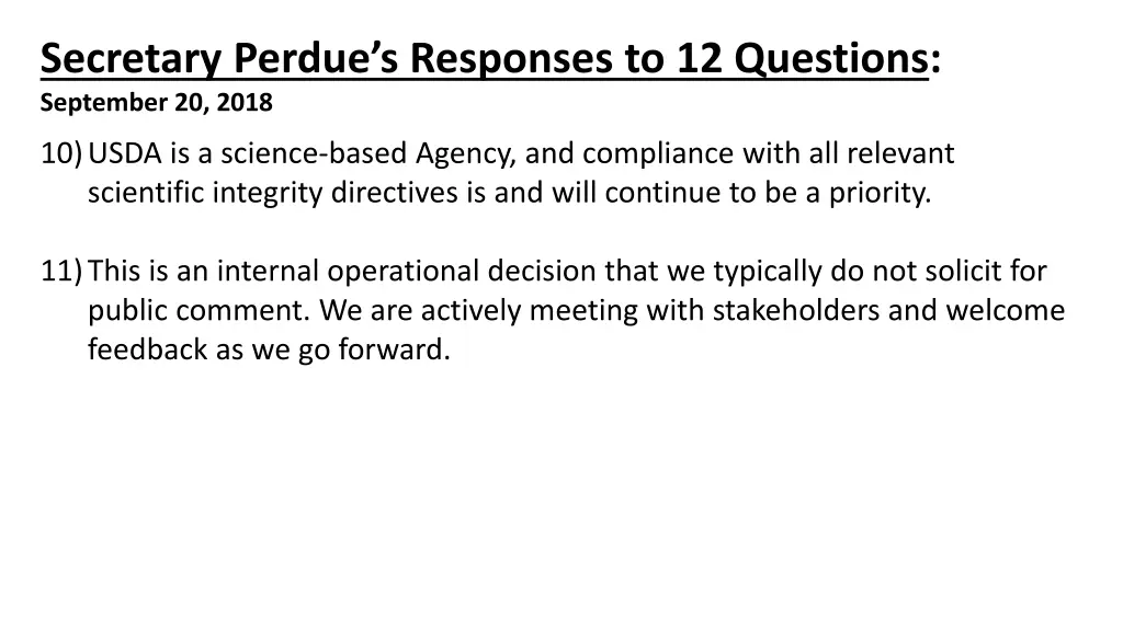 secretary perdue s responses to 12 questions 3