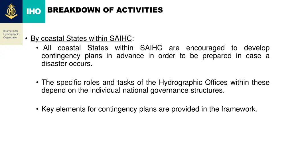 breakdown of activities