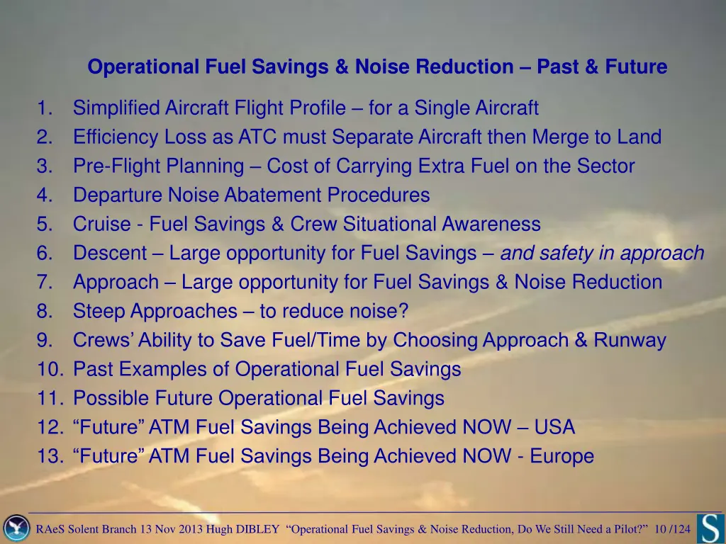 operational fuel savings noise reduction past