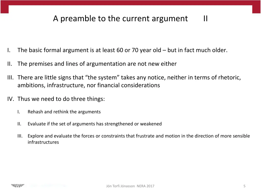 a preamble to the current argument 1