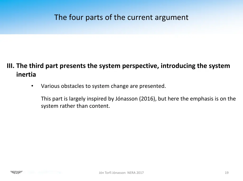 the four parts of the current argument 3