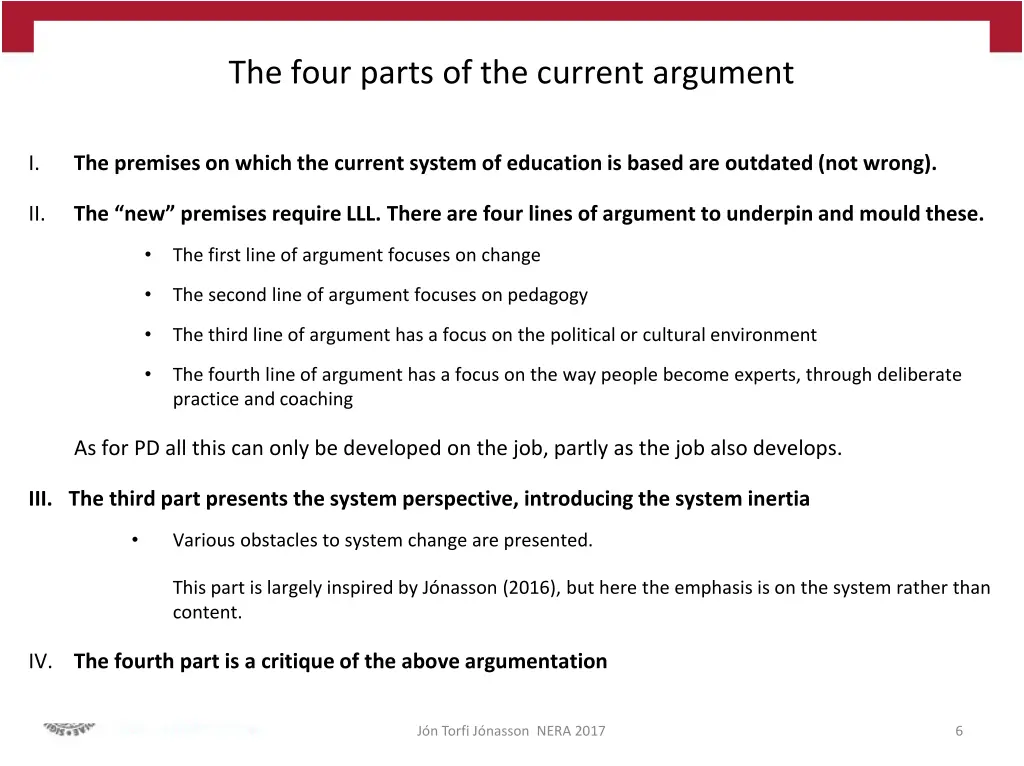 the four parts of the current argument