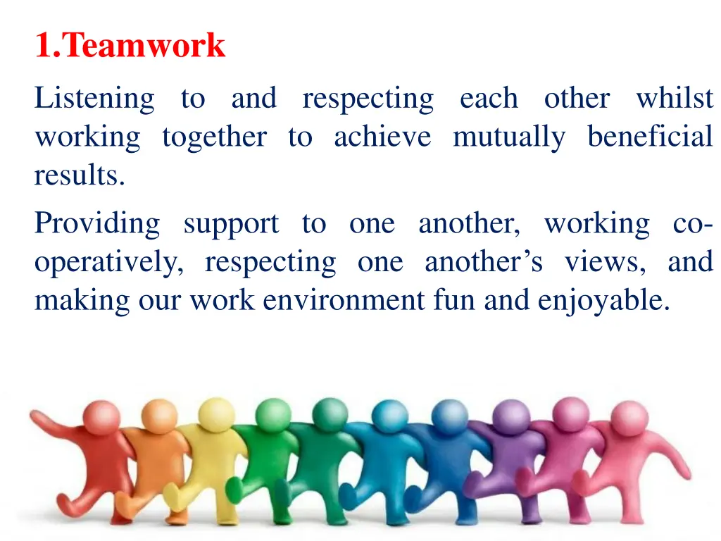 1 teamwork listening to and respecting each other
