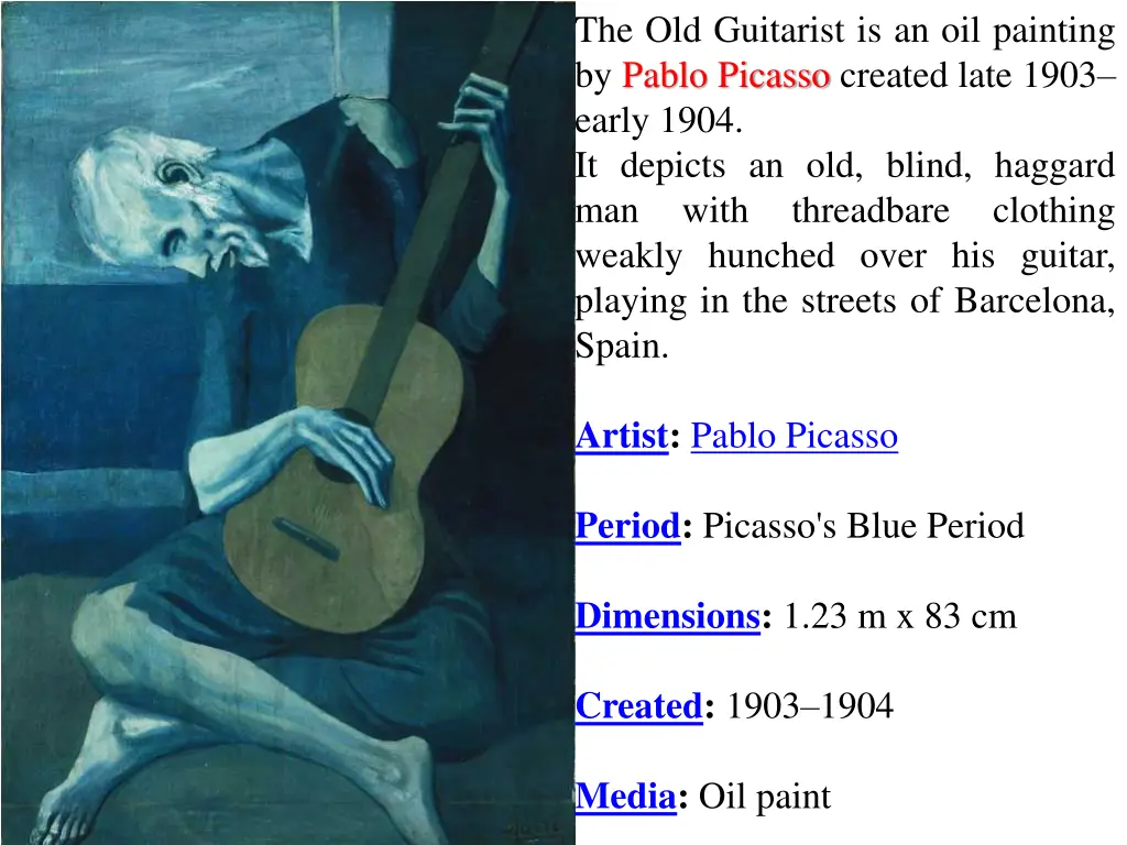 the old guitarist is an oil painting by pablo