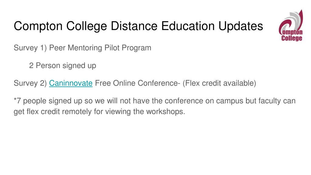 compton college distance education updates