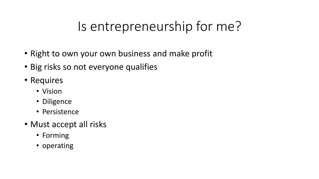 is entrepreneurship for me