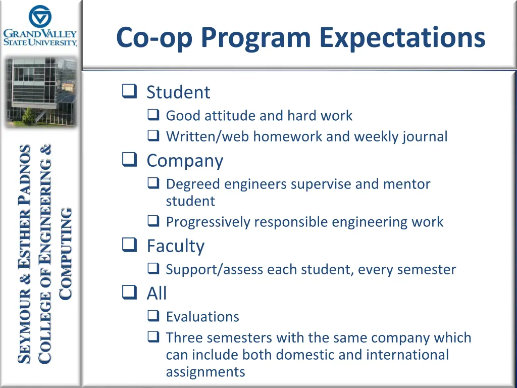 co op program expectations