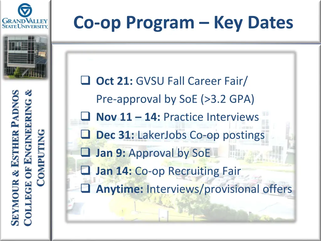 co op program key dates