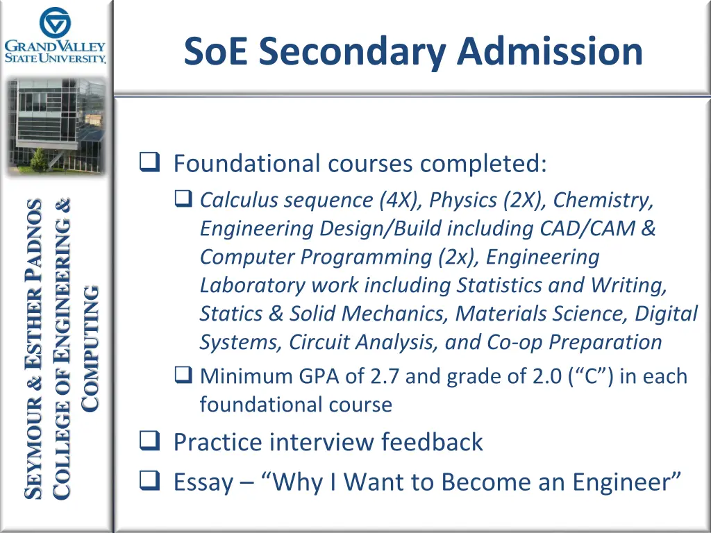 soe secondary admission