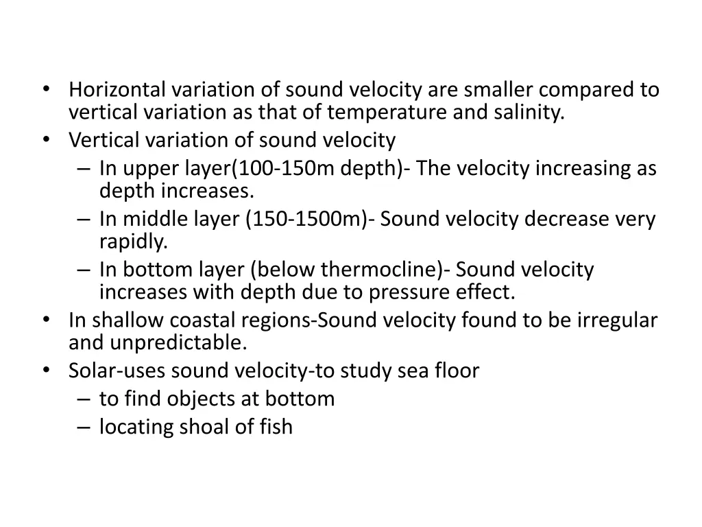 horizontal variation of sound velocity
