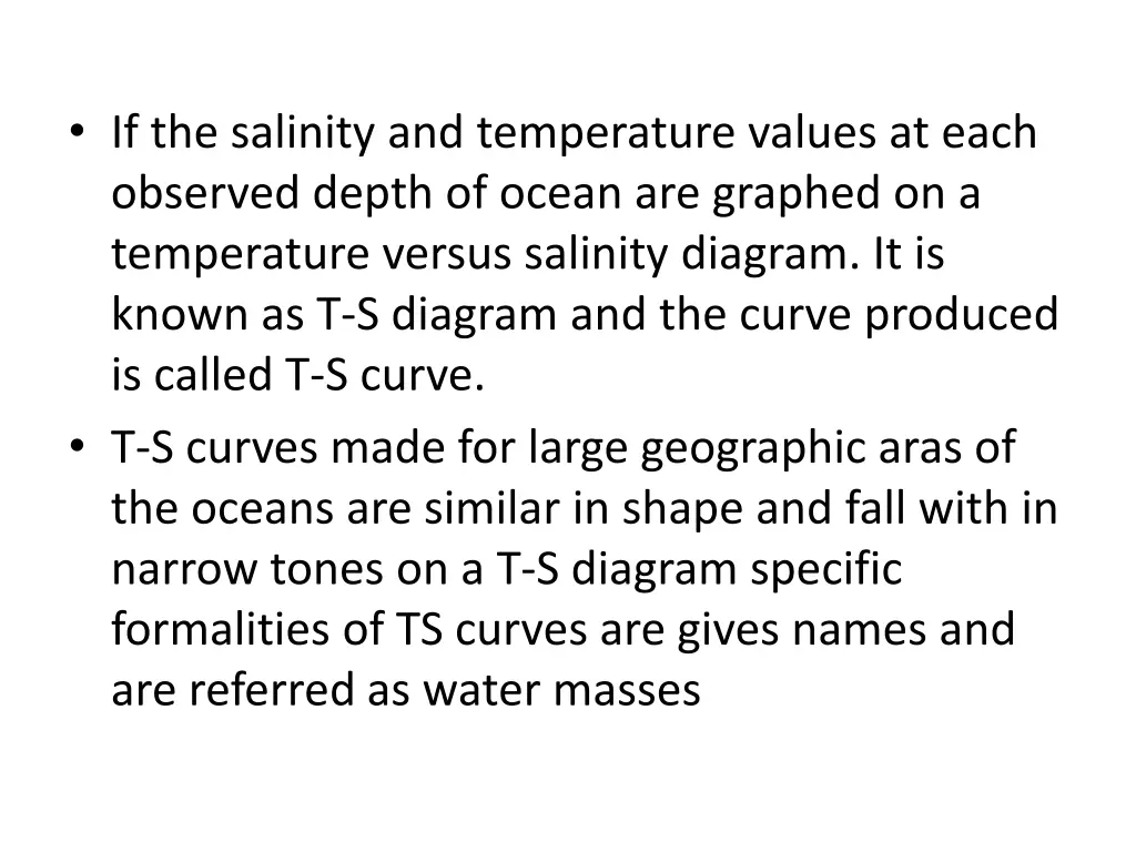 if the salinity and temperature values at each