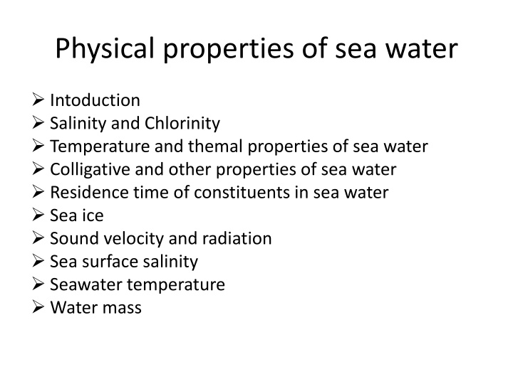 physical properties of sea water
