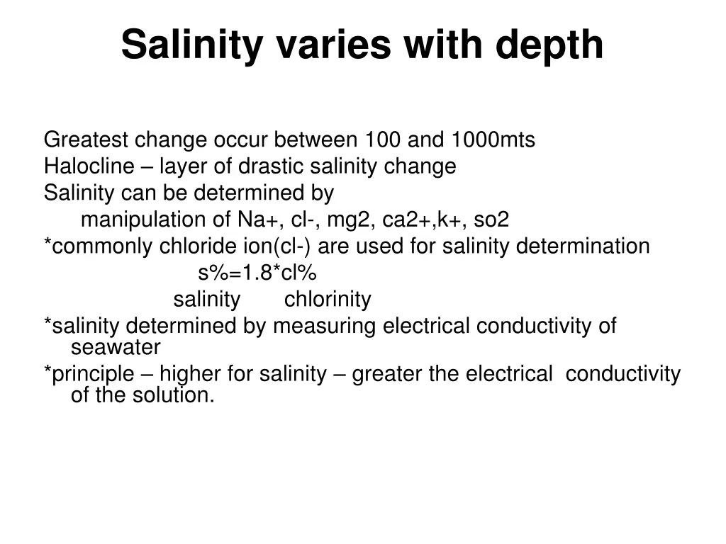 salinity varies with depth