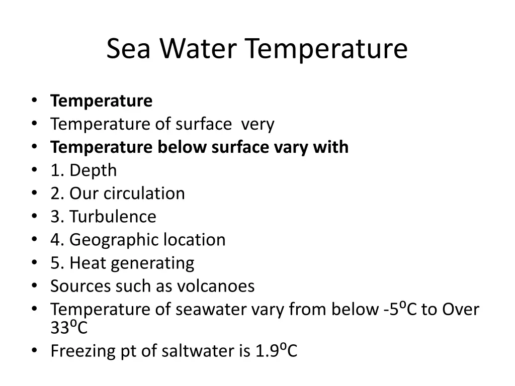 sea water temperature