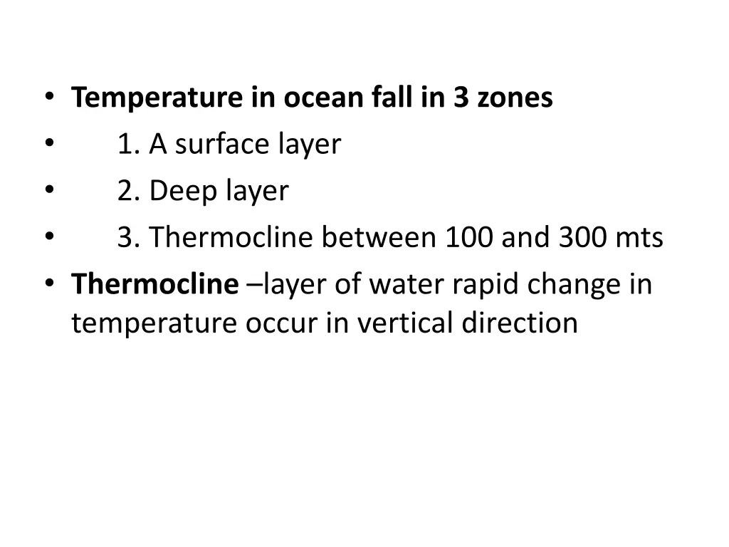 temperature in ocean fall in 3 zones 1 a surface