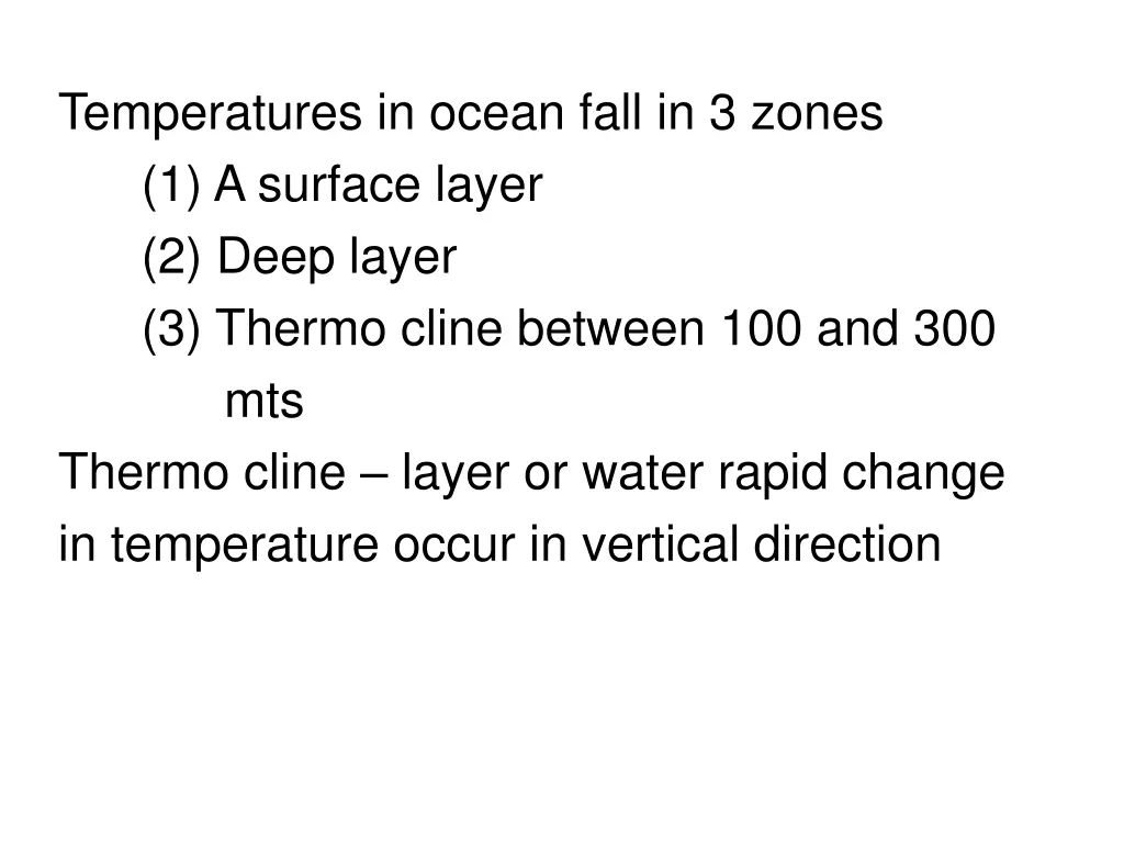 temperatures in ocean fall in 3 zones 1 a surface