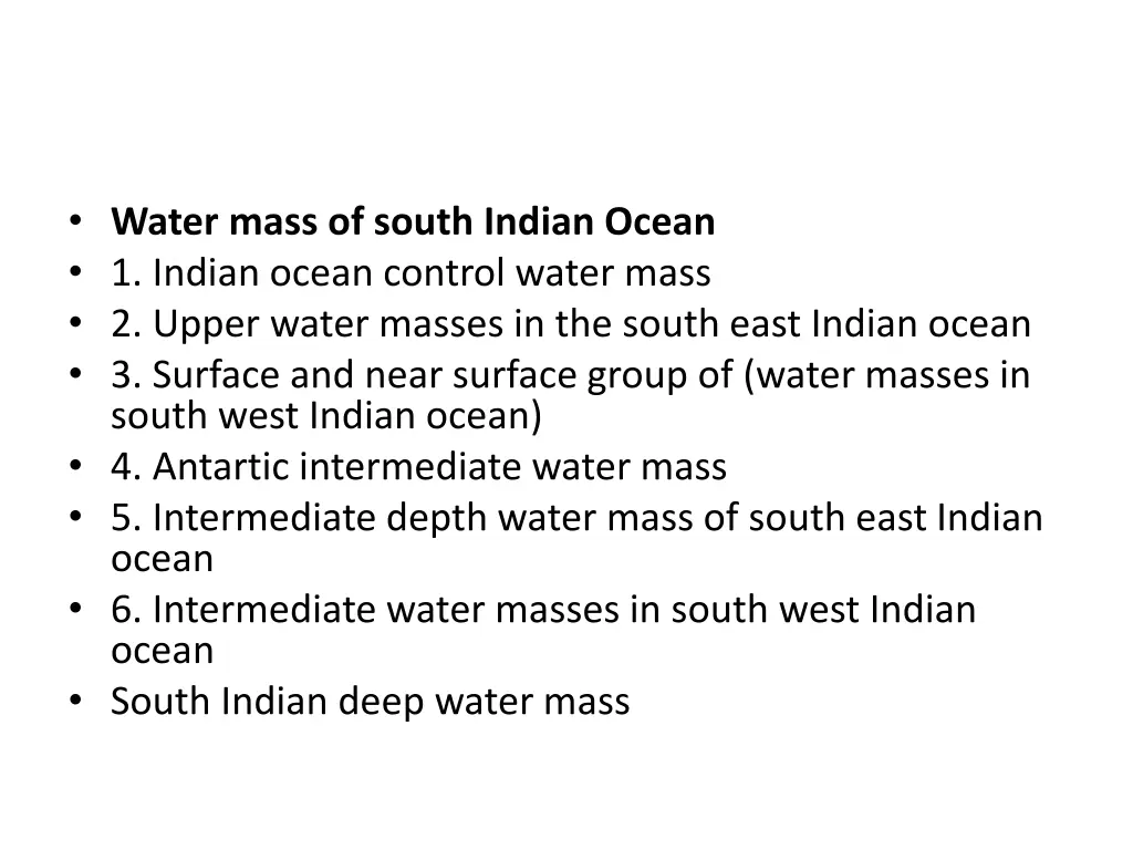 water mass of south indian ocean 1 indian ocean
