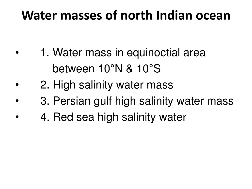 water masses of north indian ocean