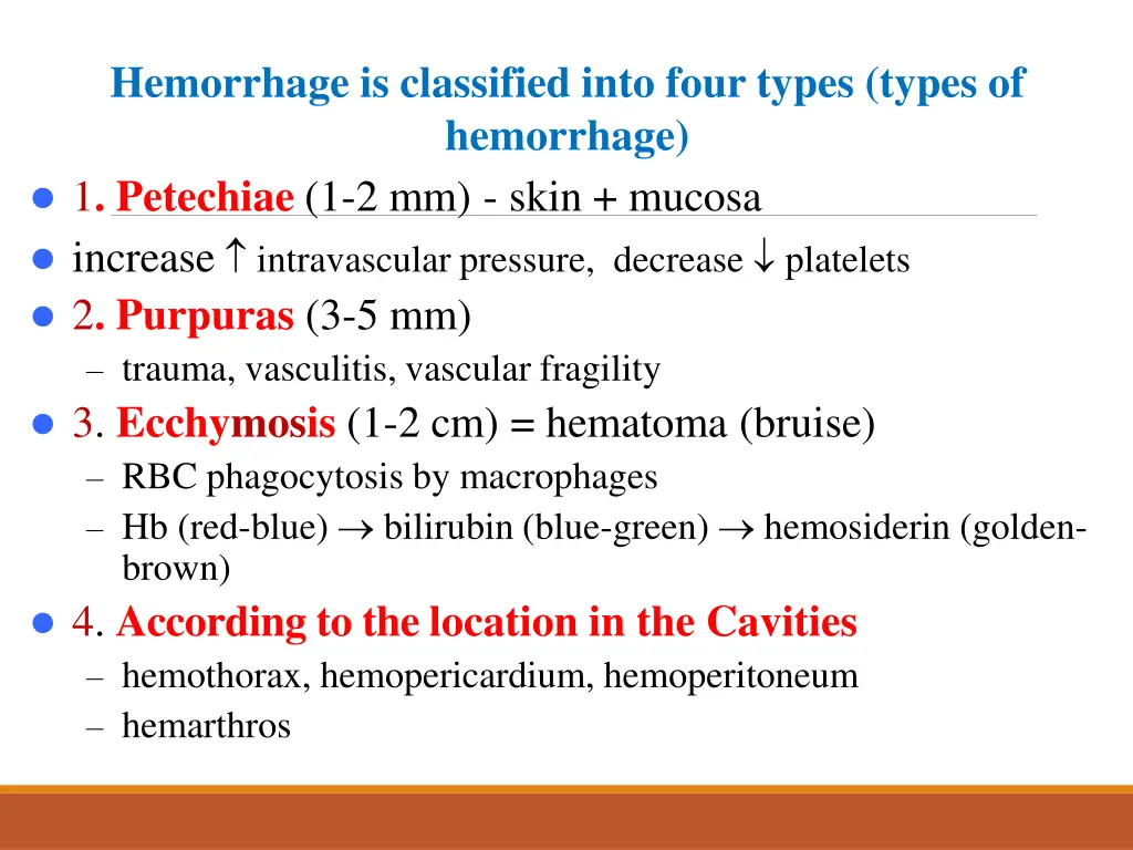 hemorrhage is classified into four types types