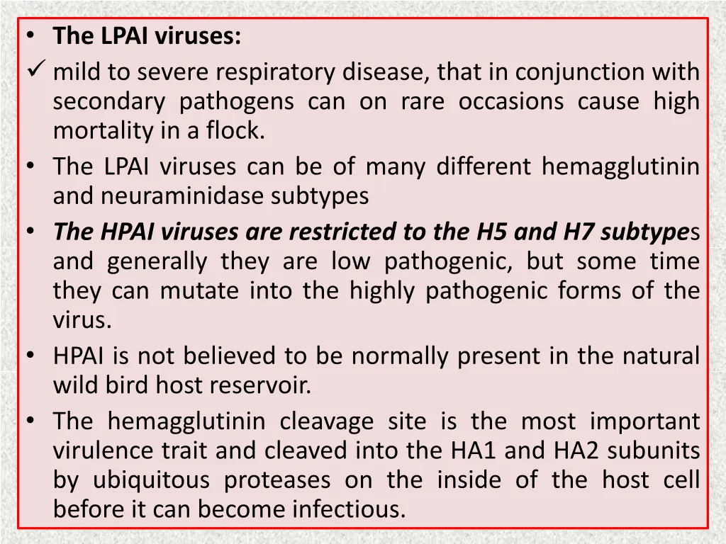the lpai viruses mild to severe respiratory