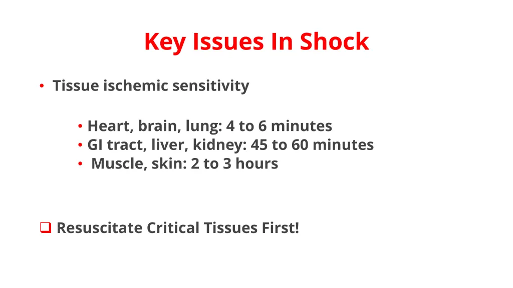 key issues in shock 1