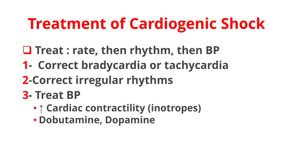 treatment of cardiogenic shock