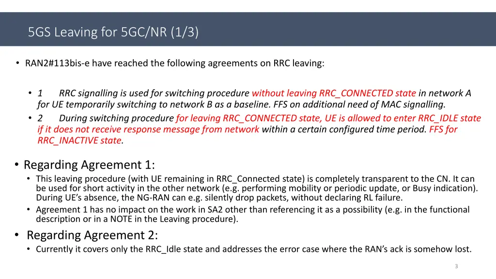 5gs leaving for 5gc nr 1 3