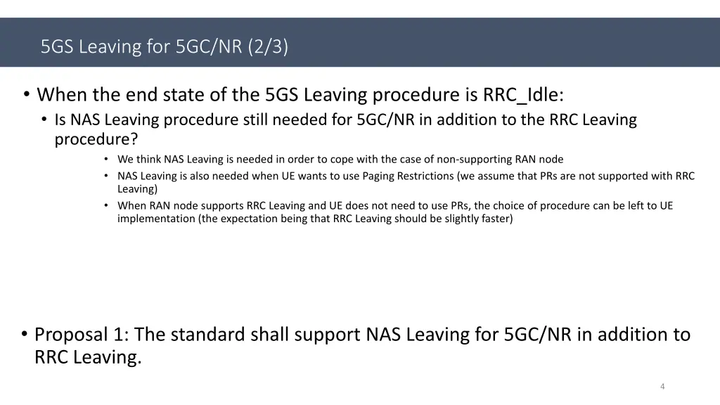 5gs leaving for 5gc nr 2 3