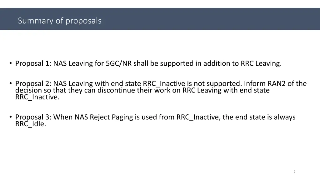 summary of proposals
