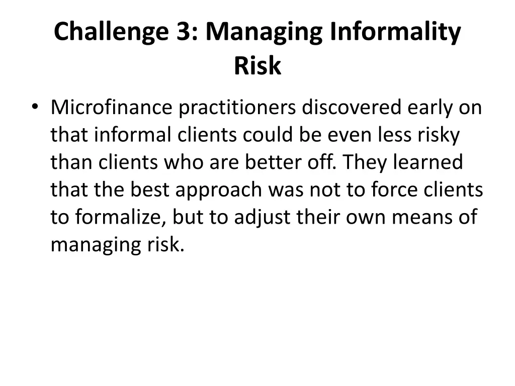 challenge 3 managing informality risk 2