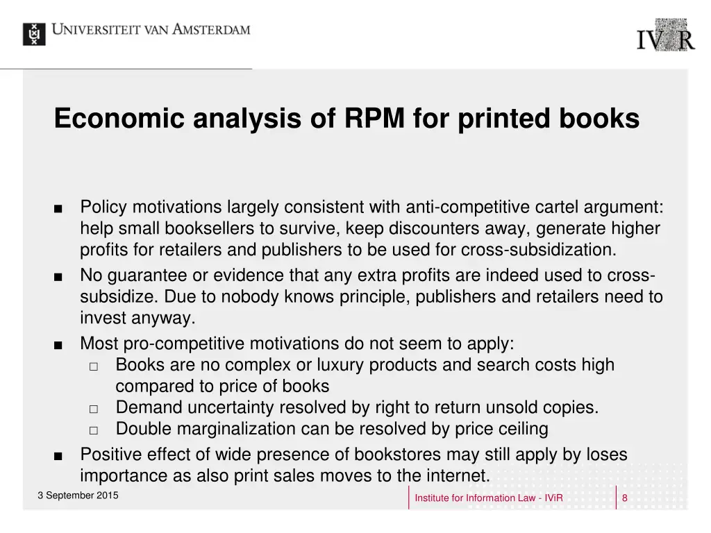 economic analysis of rpm for printed books