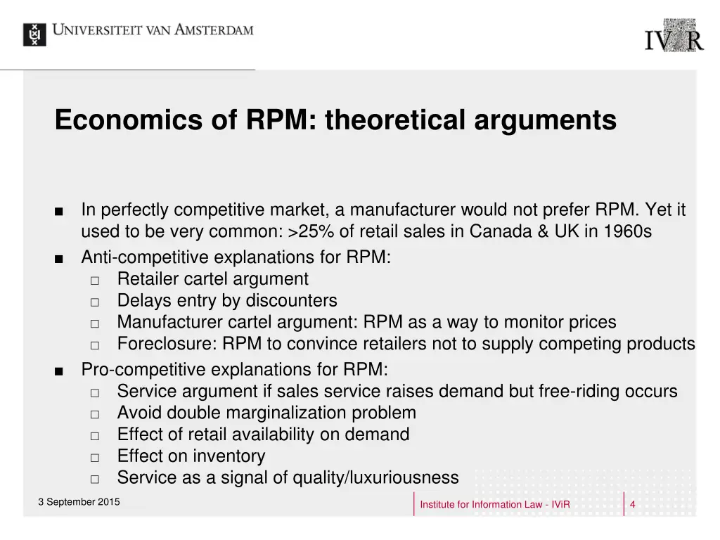 economics of rpm theoretical arguments