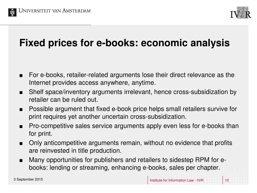 fixed prices for e books economic analysis