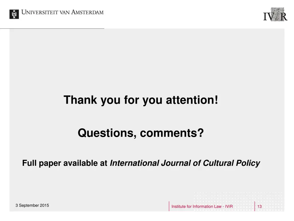 thank you for you attention