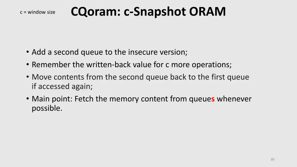 cqoram c snapshot oram
