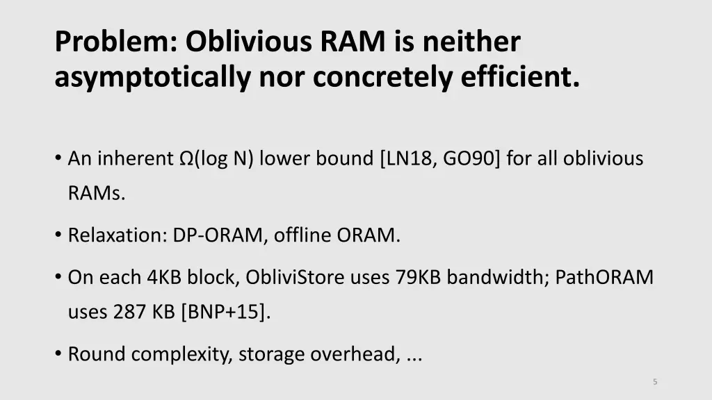 problem oblivious ram is neither asymptotically