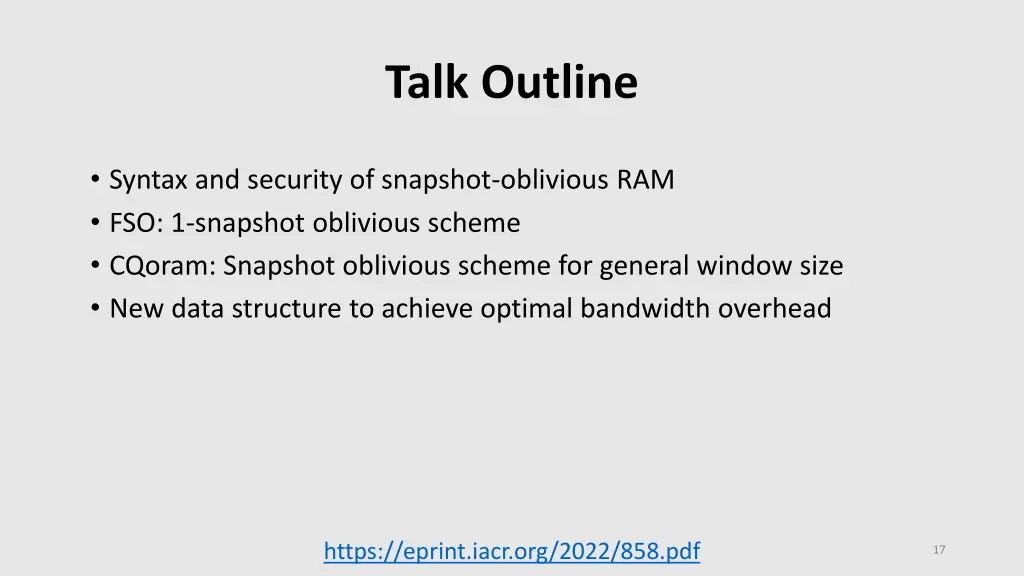 talk outline